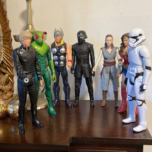 Star Wars Hasbro C-3632A 11.5" Action Figure, Rey, storm trooper Kylo 7 total